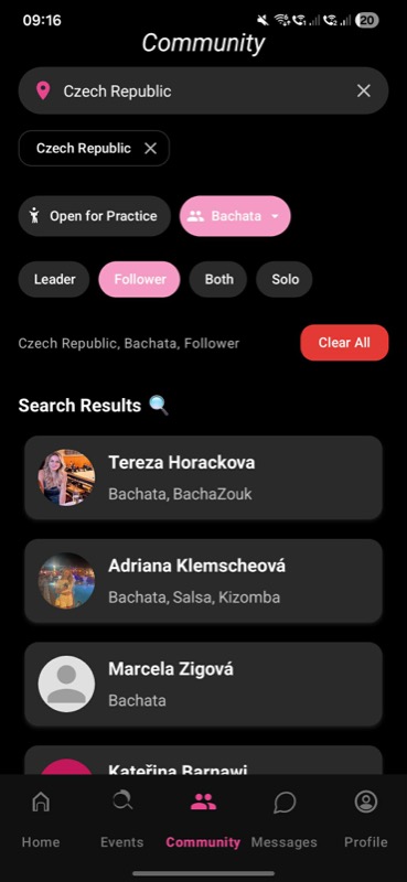 OnlyDance community filtered by Czech Republic, Bachata, Follower