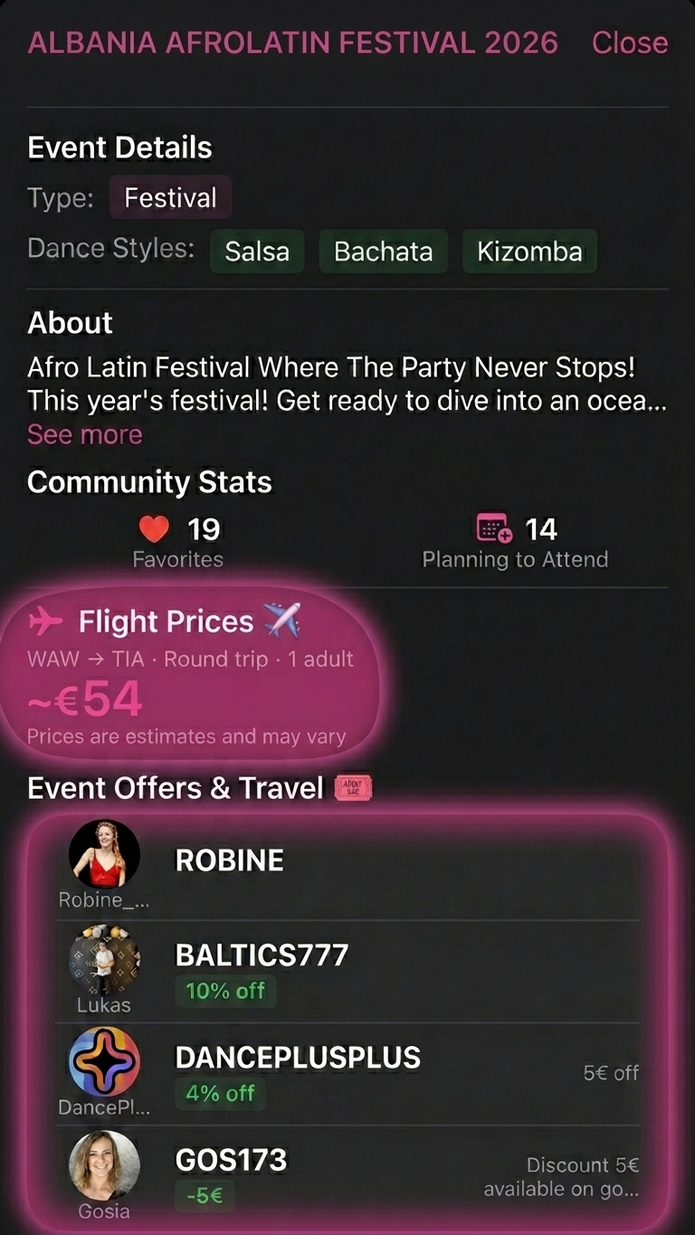 Event Flight Details Screenshot